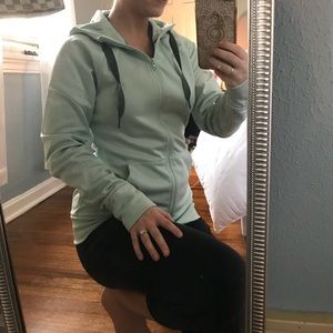 Mint green north face zip up size S